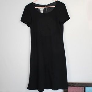 Simple classic 90s short sleeve black mini midi dress beading details size 12